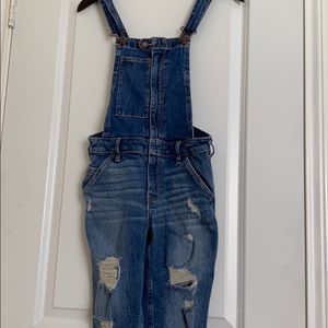 Hollister ripped denim overalls